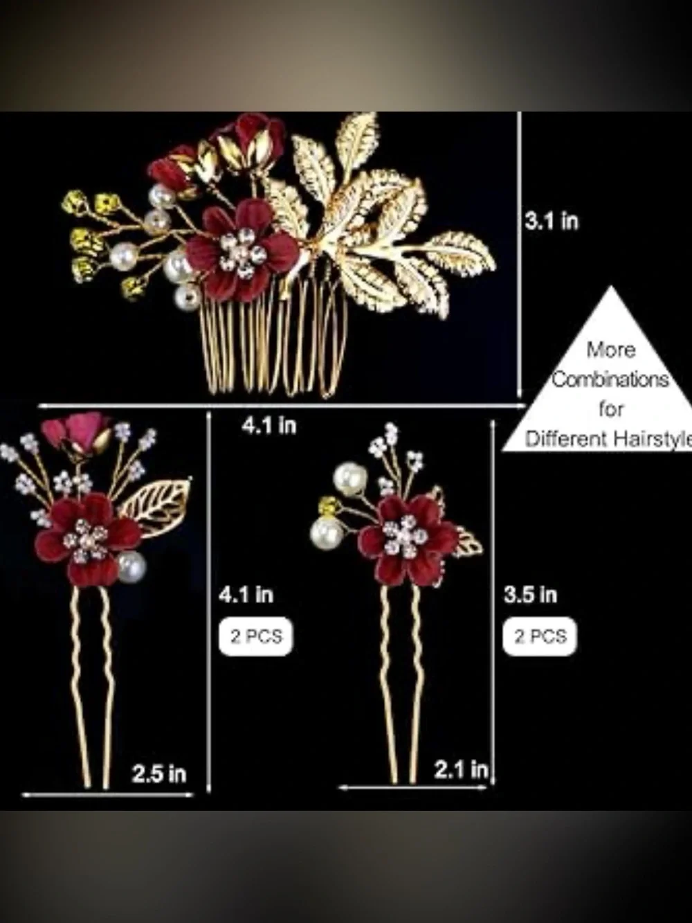 5 PCS Bridal Flower Wedding Hair Pins Crystal Pearl Headpiece